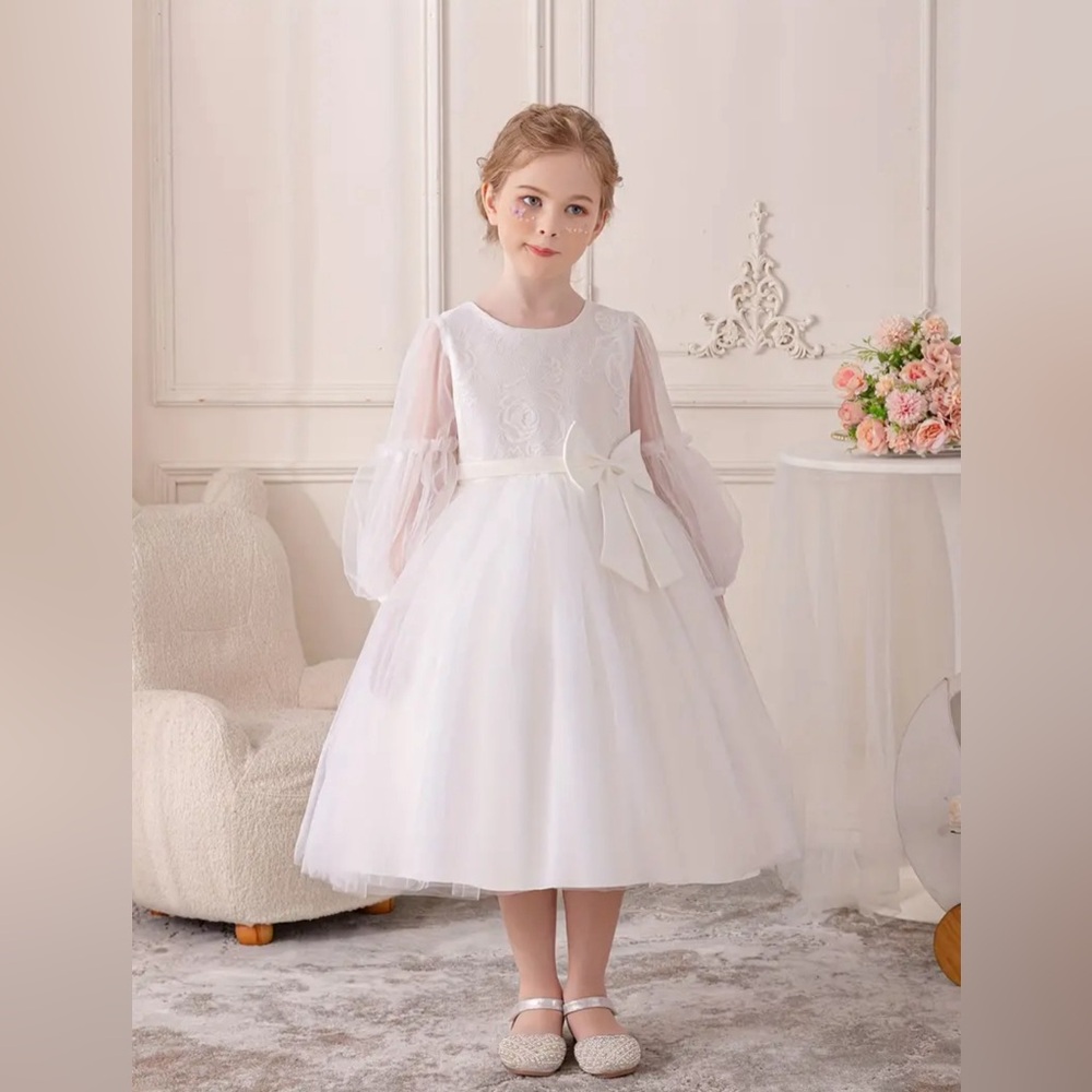 Girl's Luxury Bridal Formal White Dress - Picture 8 of 10